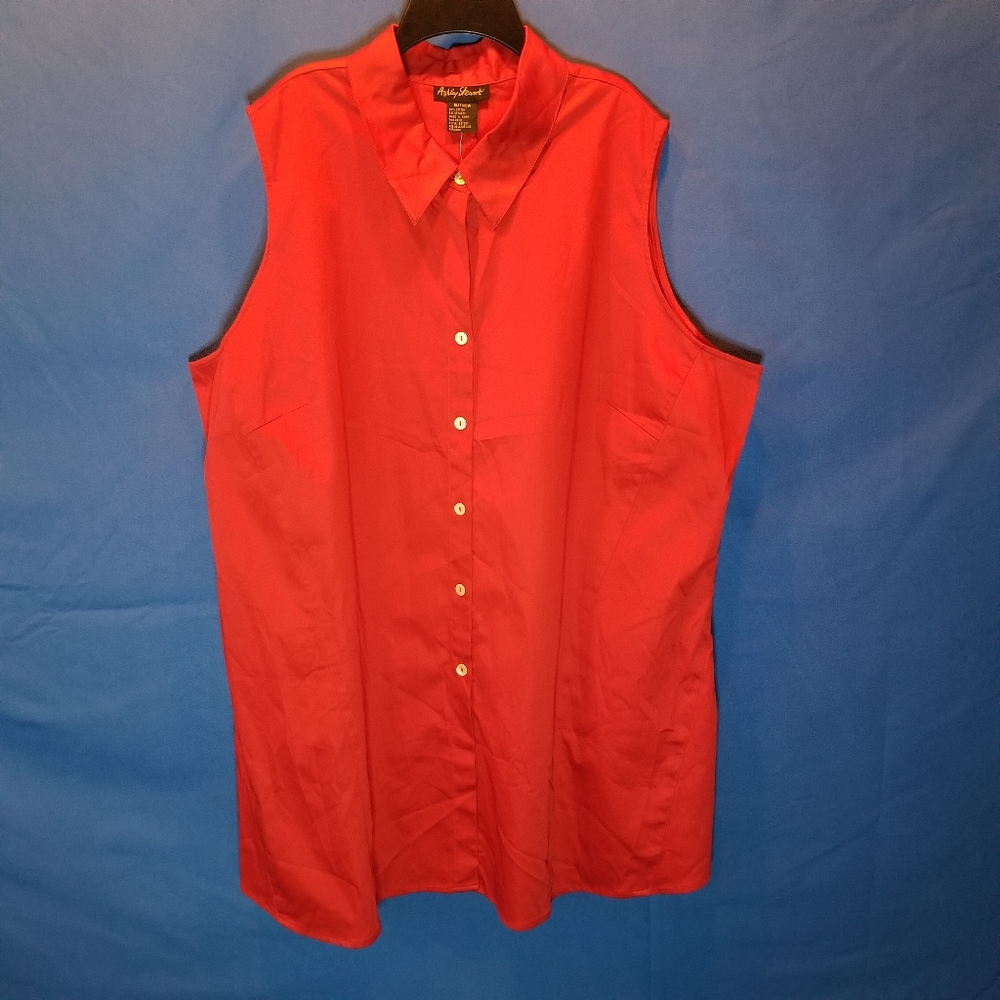 Ashley Stewart Sleeveless Button Down Shirt